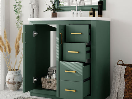 Bathroom Vanity With Sink, Storage Cabinet, Freestanding Set With 3 Drawers & Soft Closing Doors