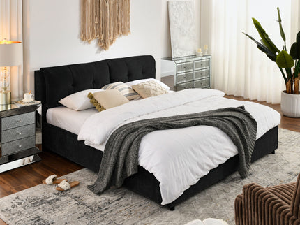 Storage Upholstered Hydraulic Platform Bed With Integrated Headboard