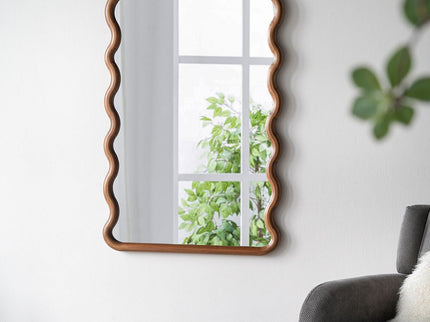 Wood Mirror With Unique Frame - Brown