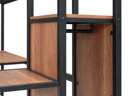 Loft Bed With Desk And Grid, Stylish Frame With Lateral Storage Ladder And Wardrobe