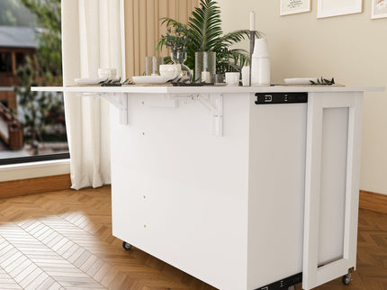 3 In 1 Foldable Side Table With 4 Storage Shelves