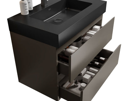 Alice - Bathroom Vanity With Sink, Large Storage Wall Mounted Floating Bathroom Vanity For Modern Bathroom, One-Piece Sink Basin Without Drain And Faucet
