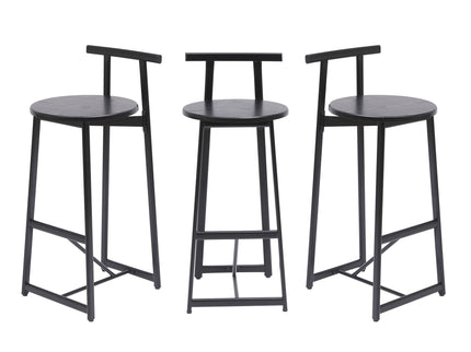 Modern Bar Stools With Backrest For Kitchen (Set of 3)