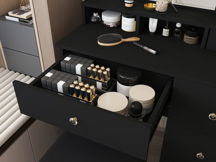 Vanity Desk With Mirror, 3 Color Lighting And Stool