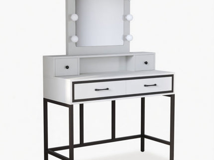 Vanity Desk With 3 Color Lighted Mirror And 4 Drawers