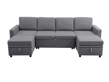 Extra Wide U - Shape Convertible Sleeper Sofa Bed With Dual Storage Ottoman
