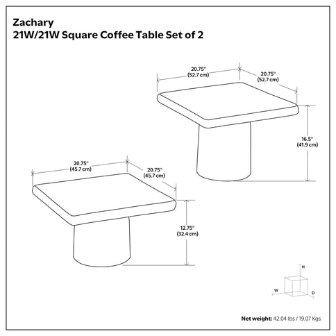 Zachary - 2 Piece Set Cast Aluminum Coffee Table - Black