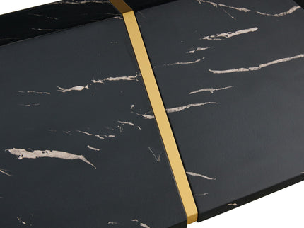 Modern Dining Table With Marbled Design For Luxurious Elegance - Black