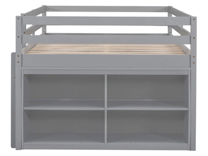 Loft Bed With Retractable Writing Desk And 4 Drawers, With Lateral Portable Desk And Shelves