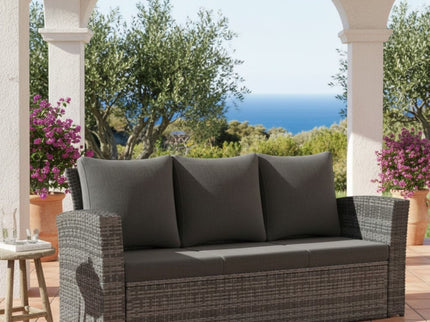 All-Weather Wicker 3 Seat Patio Sofa With Thick Cushions