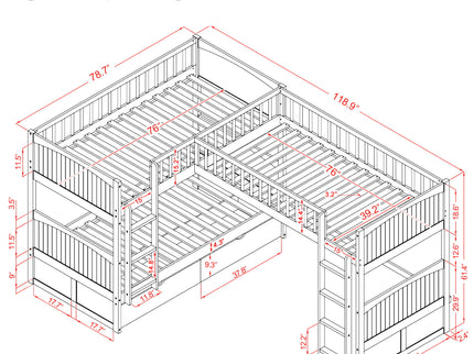Bunk Bed With Loft And 2 Drawers