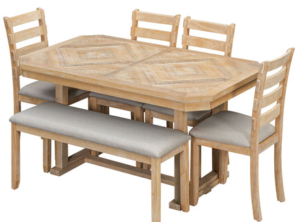 6 Piece Dining Table Set With Ergonomic Seating