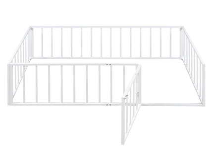 Metal Floor Bed Frame With Fence And Door