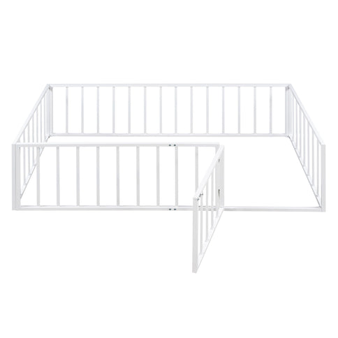 Metal Floor Bed Frame With Fence And Door