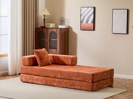 Convertible Floor Sofa Bed With Pillow Back Support Armrest