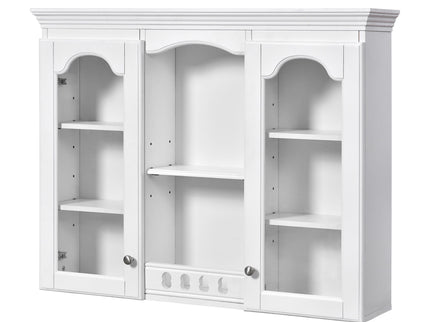 Wall-Mounted Medicine Cabinet With 2 Glass Doors, Adjustable Shelves - White