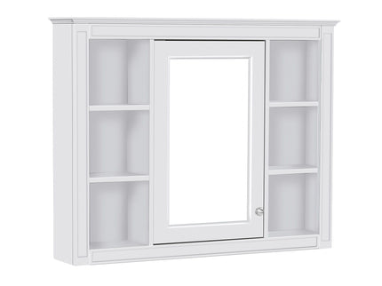 Wall Mounted Medicine Cabinet With Mirror, Storage Cabinet Featuring 6 Open Shelves And Adjustable Interior