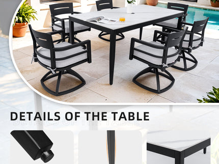Modern Outdoor Patio Dining Set With Table And Chairs With Sunbrella Cushions
