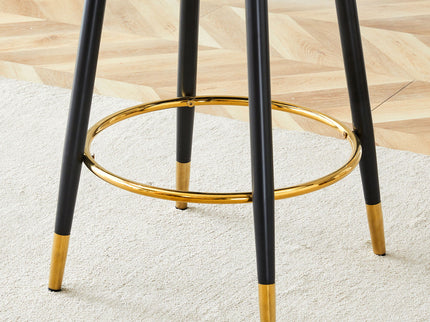 Upholstered Rotatable Bar Chair With Metal Legs For Dining Room