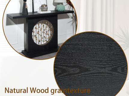 Console Table With Circular Art Decor For Living Room - Multi