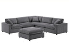 Dark Gray / 4 Seater Sectional And Ottoman