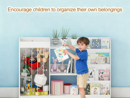 Bookshelf And Toy Storage, 3 Tier Montessori Bookcase With Stuffed Animal Organizer - White