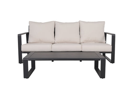 3 Person Sofa With Rectangular Coffee Table, Cushions Tino Tino - Beige