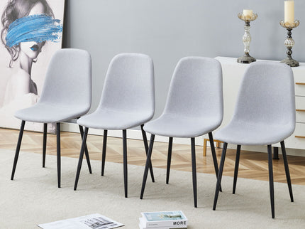 Modern Medieval Style Cushioned Side Chairs Set With Metal Legs For Kitchens