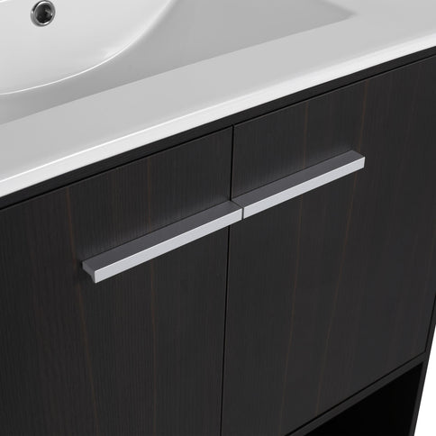 Modern Bathroom Vanity With Ceramic Sink, Freestanding Cabinet, Soft Closing Doors