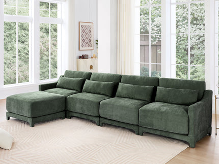 Stylish Sofa With Ottoman And Lumbar Pillows, Ergonomic Design