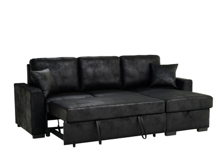Upholstered Sectional With Pull-Out Bed And Chaise Storage
