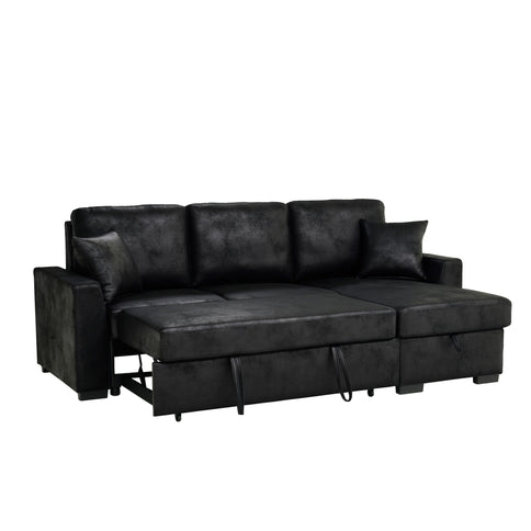 Upholstered Sectional With Pull-Out Bed And Chaise Storage