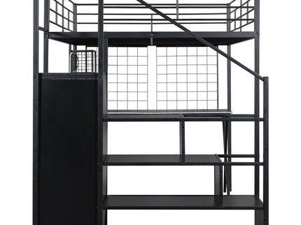 Loft Bed With Built In Work Station, Wardrobe, Storage Staircase And LED