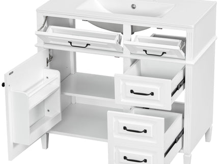 Modern Bathroom Vanity With Sink Top, Flip Drawer Design
