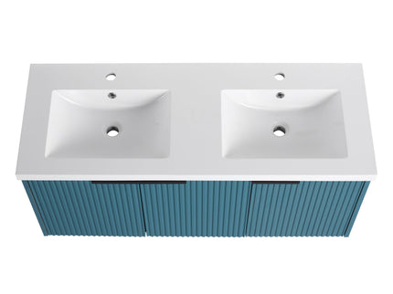 Contemporary Wall Mounted Bathroom Vanity With Resin Double Sink