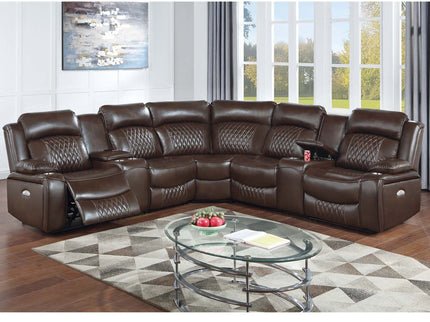 Power Motion Reclining Sectional Set With Console
