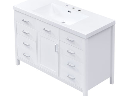 47.25" Modern Bathroom Vanity With Sink, Soft Close Single Door & 6 Drawers - White