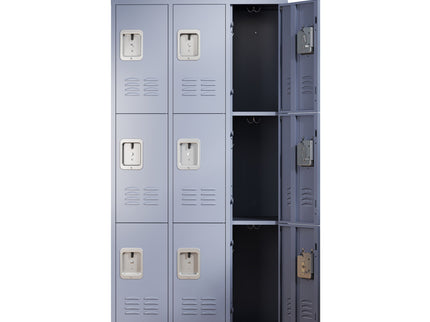 9 Door Lockers With Lock For Storage In Office, School, Gym, And Bedroom - Gray