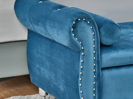 Storage Bench With Crystal Buttons And 1 Pillow For Bedroom