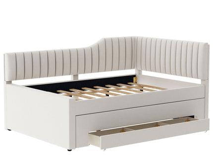 Upholstered Daybed With Trundle And 3 Drawers