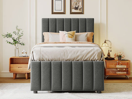 Upholstered Design Platform Bed With Trundle