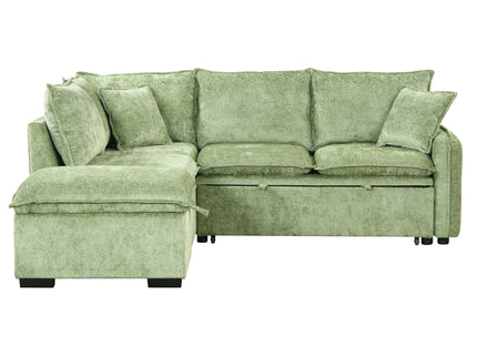 Convertible Sofa Bed Sectional Sofa Sleeper L-Shaped Sofa With A Storage Ottoman, Two Pillows, Two Power Sockets And Two USB Ports For Living Room