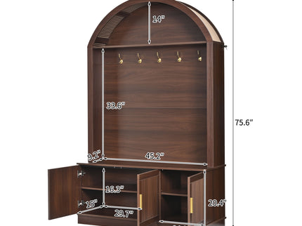 Arched Top Hall Tree With 5 Hooks