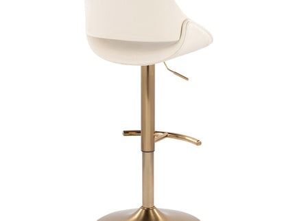 Fabrico - Contemporary Adjustable Barstool With Swivel With Rounded T Footrest (Set of 2) - Gold / Cream