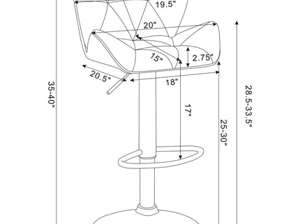 Adjustable Bar Stool With Height-Adjustable Base (Set of 2)