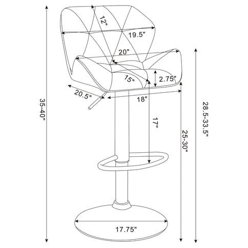 Adjustable Bar Stool With Height-Adjustable Base (Set of 2)