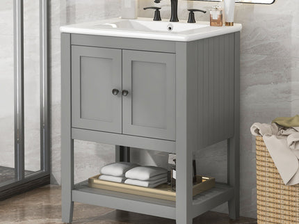 Modern Bathroom Vanity With Sink And Open Shelf