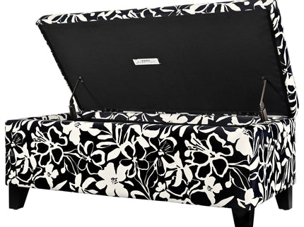 Luxury Storage Ottoman With Floral Patterned Fabric, Soft-Close Hinges, Multi Functional