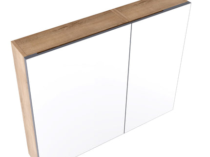 33.56" Wall Mounted Bathroom Cabinet With Adjustable Shelves - Imitative Oak