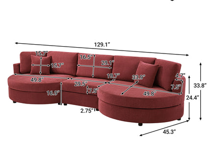 Modern 3 Seater Upholstered Sofa With Curved Design